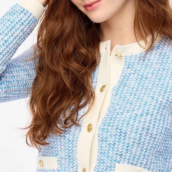 J.Crew Blue Popcorn Stich Lady Jacket Cardigan Sweater Size Small NWT - Picture 5 of 13
